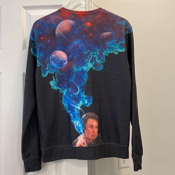 Aloha From Deer Just One Hit Smoke Galaxy Black Sweatshirt Size Medium - Picture 7 of 10